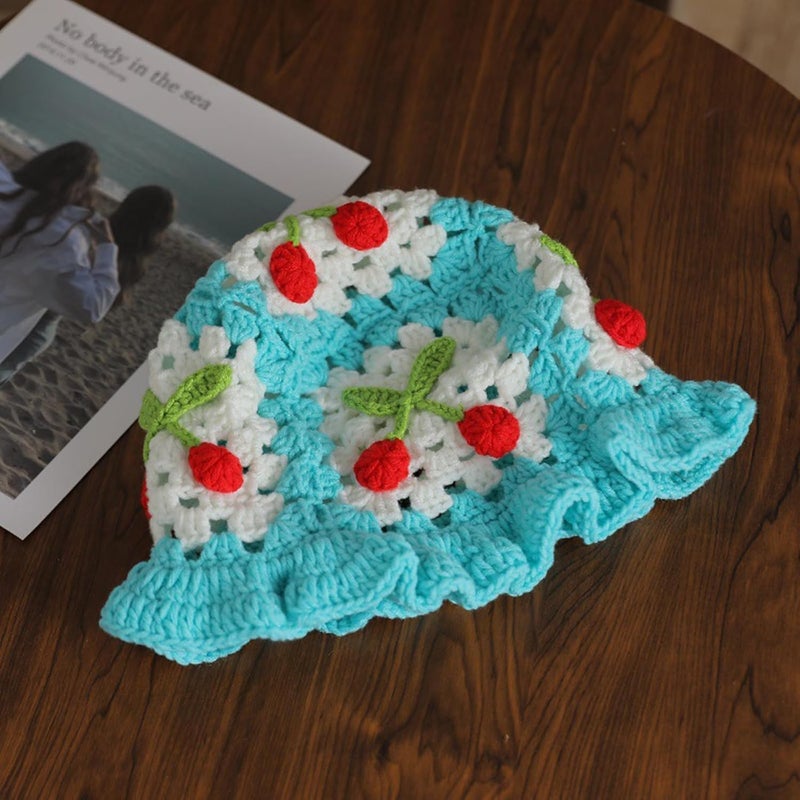 Busnos Crochet Bucket Hats for Women Handmade Hat Cute Foldable Knitted Hats for Women - Image 5
